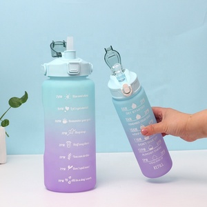 Bình Nước 2000 + 800Ml Bình Nước Thể Thao Ngoài Trời Có Ống Hút Chai Tạo Động Lực Mờ - Product Image 4