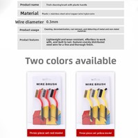 GTYPRO 7'' Lot de 3 mini-brosses industrielles style brosse à dents avec manche en plastique, fil d'acier, nylon, laiton OEM