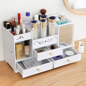 Cosmetic Storage Box With Drawers And <b>Mirror</b> 45L Desktop Organizer For Makeup And Skincare Products - Product Image 2