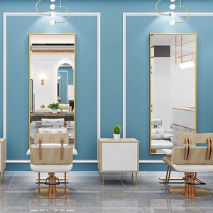2025 Barber Shop <b>Mirror</b> Solid Aluminum Alloy Electroplating Color Salon <b>Mirror</b> Round Golden Arch Huge <b>Wall</b> <b>Mirror</b> LED - Product Image 2