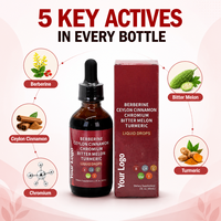 XuTong Gouttes liquides de cannelle de Ceylan et de Cayenne, extrait de berbérine, de chrome, de melon amer et de curcuma 60ml pour la régulation lipidique, usage adulte