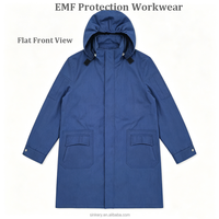 Ropa de Trabajo con Capucha de Fibra de Acero, Algodón y Poliéster para Protección Contra la Radiación EMF, Larga hasta la Cadera, Abrigo Anti Radiación Electromagnética
