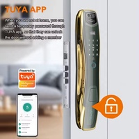Kunci pintar pengenalan sidik jari wajah 3D, kamera kunci pintu Digital akses kartu kata sandi NFC kontrol aplikasi WIFI pintu kayu