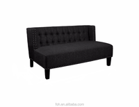 Banquette de luxe en cuir artificiel noir pour restaurant, banquette lounge