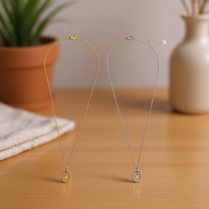 Collana con Ciondolo a O in Oro, Argento e Acciaio, Catena 45471 - Product Image 3