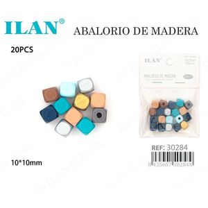 Perles en bois Ilan 10x10mm carrées, couleurs Morandi, pour la création de bijoux - Product Image 3