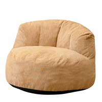 Fauteuil pouf en forme de croissant N&V, lavable, une place, rembourrage en mousse haute densité, velours côtelé doux de qualité supérieure, salon, chambre à coucher, dortoir