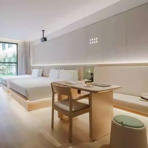 Modern Hospitality Furniture Wooden King Bed <b>Sets</b> With Upholstered Headboard Nightstands Desk & <b>Side</b> <b>Table</b> For 3 Star Hotels - Product Image 5