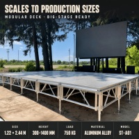Plateforme de scène pliable en aluminium robuste 1,22x2,44m 750kg avec plateau antidérapant pour événements et expositions