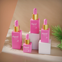 Prix usine compte-gouttes de sérum de luxe anneau d'or Pipette huile essentielle rose 5 ml Mini bouteille en verre facile à transporter