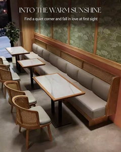 Juego de Mesa y Sillas de Madera Maciza para Restaurante, Diseño Moderno, Asientos de Cabina para Uso Comercial en Cafeterías y Restaurantes, Venta al Por Mayor de Fábrica - Product Image 4