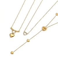 Collier long en forme de cœur au design unique, chaîne en acier inoxydable réglable, collier lariat minimaliste, pendentif amour, bijoux pour femmes
