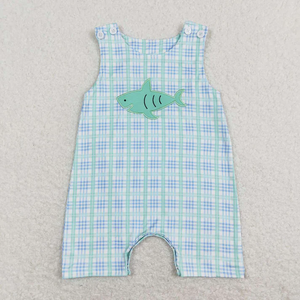 Ensemble de vêtements d'été pour bébé garçon, vente en gros, t-shirts à manches courtes avec broderie de requin, shorts à taille élastique, ensemble de 2 pièces - Product Image 3
