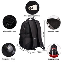 Sac à dos pour ordinateur portable de grande capacité avec logo personnalisé, pour femmes et hommes, sac d'ordinateur pour l'université, compatible avec les ordinateurs portables de 17 pouces, noir