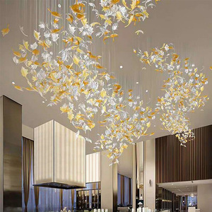 Engineering Custom Project Chandelier Luxury Crystal Glass Maple <strong>Leaf</strong> Led Banquet Hall Pendant <strong>Light</strong> for Hotel - Product Image 2