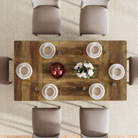 Table à manger en bois de 63 pouces, 4 à 6 personnes, grande table rectangulaire de cuisine, pieds robustes, utilisation moderne à la maison et à l'hôtel