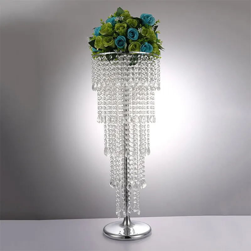 Высокие стеклянные металлические украшения для свадебного стола