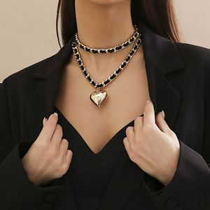 2 יח'\סט וינטג אהבה גדולה וינטאג לב שרשרת תליון צ 'וקר נשים טרנדית שרשרת גוזמנים אופנתיים גברים - Product Image 1