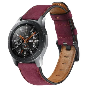 Voor Samsung Gear S3 Strap 46Mm Horloge Bruin Lederen Band Voor Huawei Gt2 22Mm Vintage Olie Wax Horlogeband