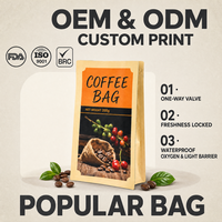 Sacs d'emballage pour café avec valve et fermeture éclair, anti-odeur, qualité alimentaire, impression en héliogravure personnalisable