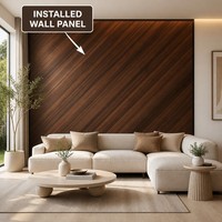 Panneau mural en lattes de bois diagonales pour salon moderne, taille personnalisée, OEM