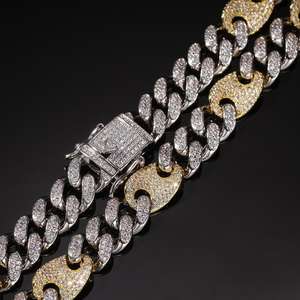 AAA Zircon 18 pouces Couleurs mélangées Hiphop Chaînes à maillons <span class=keywords><strong>en</strong></span> grains <span class=keywords><strong>de</strong></span> <span class=keywords><strong>café</strong></span> cubain Colliers à la mode - Product Image 5