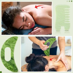 Peigne Gua Sha en jade pour massage du cuir chevelu, soin des cheveux, soin du corps, outil multifonctionnel manuel pour la relaxation, cadeau pour femmes - Product Image 4