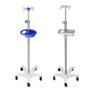 Collapsible Hanging Saline IV Pole Stand Drip Stand For Hospital Bed Use