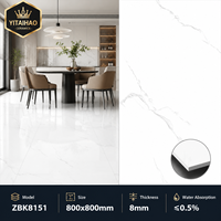 Azulejos de Porcelana Modernos con Aspecto de Mármol Brillante de 800x800 mm, Resistentes al Desgaste, para Pisos y Paredes de Villas, Salas de Estar, Cocinas y Baños