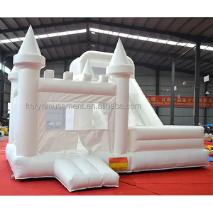 บ้านเป่าลมรูปปราสาทเด้งสีขาวสำหรับงานแต่งบ้านแบบคอมโบสไลเดอร์เป่าลมสำหรับเด็กวัยหัดเดิน - Product Image 1