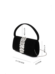 Bolso de Mano de Diseño Bell, de Alta Gama, de Terciopelo Cuadrado, con Brillantes y Diamantes de Imitación, Elegante, para Damas, para Bodas y Banquetes, Personalizado, de Lujo - Product Image 3