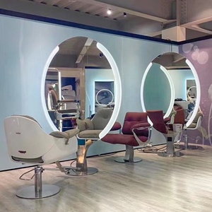 Moden Salon Mirror Hair Salon Station Round <span class=keywords><strong>Saloon</strong></span> Mirror Led Light ZY-MS093 - Product Image 6