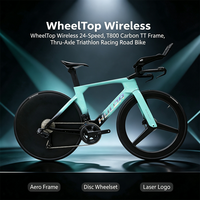 Vélo de contre-la-montre en fibre de carbone T800, transmission électronique sans fil WheelTop 2x12, vélo de triathlon de contre-la-montre, jeu de roues à disque aérodynamique, 700C