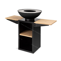 Brasero rond en acier pour charbon de bois avec protection anti-étincelles, tiroir à cendres et housse de protection contre les intempéries pour jardin, patio et cour.