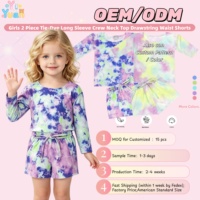 Ensemble deux pièces pour petite fille, imprimé personnalisé, tenue décontractée, t-shirt à manches longues tie-dye, short à taille élastique avec cordon de serrage