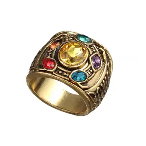 Moda Marvel Jóias Anel Os Vingadores Anel Cristal Infinity Gauntlet Finger Ring Presentes para Boy Men