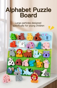 Juguete Educativo de Madera para Niños, Rompecabezas de Letras y Animales para la Educación Temprana, Bloques de Construcción Cognitivos en Inglés - Product Image 3
