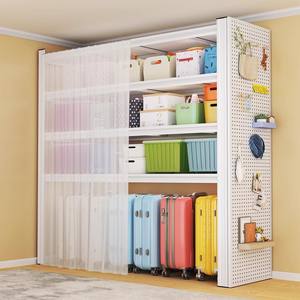 Étagère de rangement multicouche Zwj à 4 niveaux avec rideau anti-poussière pour balcon, salon, type sur pied, en fer - Product Image 5