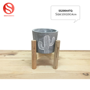 Motif animalier personnalisé LOGO parrot pot de fleur de ciment avec support en bois - Product Image 5