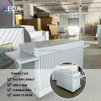 LEDA Nouveauté Chariot à Bonbons Moderne Démontable et Mobile en Métal Blanc Personnalisable pour Mariages et Événements avec Table de Bar