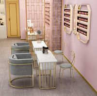 Table et chaises de manucure modernes en métal Table à ongles multifonctionnelle pour salon de beauté et centre commercial