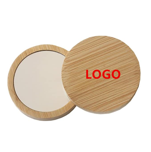 Custom logo Small Wood Makeup Mirrors Round Compact Mirror Cosmetic Bamboo Mirror Circles for Promotion Gift