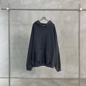 <span class=keywords><strong>Felpa</strong></span> con Cappuccio Unisex Vintage con Effetto Sbiadito e Pigmenti Cerati, 380gsm, <span class=keywords><strong>Oversize</strong></span>, Spalle Cadenti, per Uso Quotidiano Casual - Product Image 5