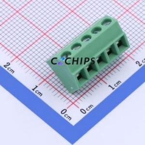 DB127S-3.5-5P-GN-S Screw Terminal Block P=3.5mm Connector ( Construction: 1x5P )( Pitch: 3.81mm )( Color: Green ) - Product Image 1