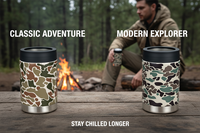 Gobelet isotherme camouflage 12oz personnalisé, anti-transpiration, en acier inoxydable avec revêtement poudré, motif camouflage canard, pour boissons et bouteilles d'eau