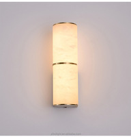 Lampe murale LED moderne en laiton avec abat-jour incurvé, style rétro, en albâtre naturel, télécommandée, pour hôtel de luxe, couloir et décoration intérieure