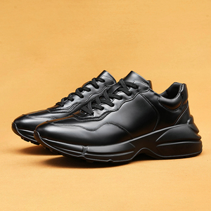Zapatillas Casuales Ligeras de Piel Vacuna con Cordones para Hombre, Suela Gruesa - Product Image 2