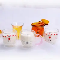 2022 Nieuwe Product Leuke Kat Beer Dubbele Laag Glas Cup Mokken Thee Kopjes Water Cup Taza Gato Mokken Voor Kerst geschenken Gift Sets