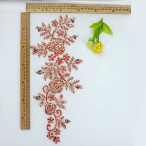 Móc ren hoa thêu vá với Dây vàng hạt Baroque guipure đính phương Tây thời trang quần áo chất liệu nylon - Product Image 2