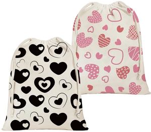 Sac cadeau en coton avec cordon de serrage pour la Saint-Valentin, mariage, fête, 20 x 16 pouces, imprimé cœur, sac en toile pour occasions spéciales - Product Image 1
